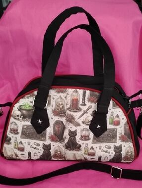 Gothic Celestial Spell Print Dome  Canvas Bowling BagWith A Crossbody Strap